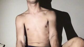 Cute skinny Henry Lynes masturbates his hard cock till he cums
