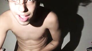 Cute skinny Henry Lynes masturbates his hard cock till he cums