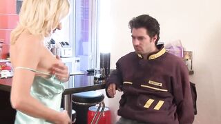 Tiny breasted MILF fucks a turned on stud