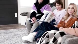 Two lucky dudes indulge in a forbidden sis swap with Jazmin Luv and Nicole Aria
