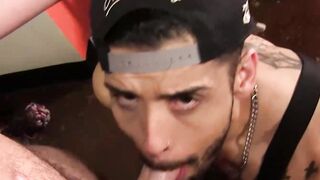 A nice thin dude with a hungry mouth consumes whole blonde Ryan Raz fat cock