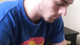 Attractive Maximiliano explodes gooey cum while getting rimmed