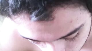 Attractive Maximiliano explodes gooey cum while getting rimmed
