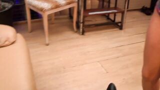 Vulgar dark haired Lena jumps anally a long penis