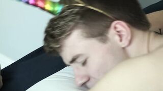 Naughty unicorn femboy wrecked and defiled by a doggy twink
