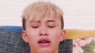 Heartthrob twink Junior Jones Jerks off his pink huge cock