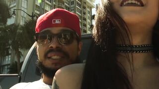 Inked tranny rides interracial cock hard in knee highs