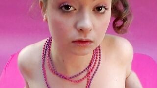 Goddess dark haired double toying herself