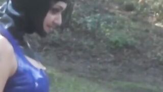 PussyCatsLatex.com - Raven's outdoor latex lesbian toying session