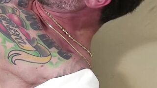 Tattooed muscular hunk endures tickling  from master