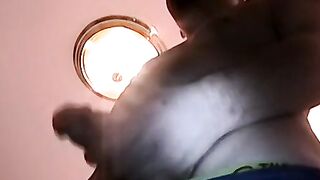Straight guy masturbates before giving facial to mature homo
