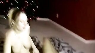 Black guy fucks young chubby girl and finishes with jerking