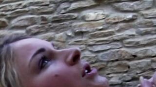 Blonde minx gets boned public