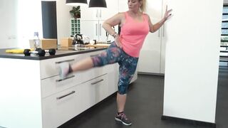 Sandy works off her huge titted
