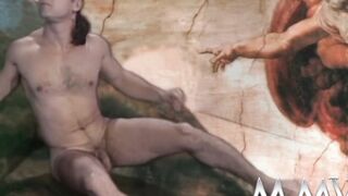 Cutie beauties gets double penetration at museum gang bang