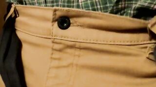 Hairy straight thug in flip-flops jerks it off and cums