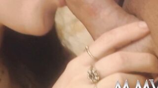 Beauty dark hair give headjob at a wedding