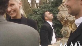 Beauty dark hair give headjob at a wedding
