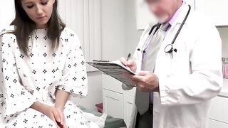 Brunette Maya Woulfe was reluctant at first but the pervy doctor was very persuasive