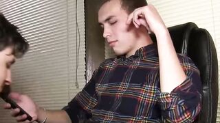 Atlas Evans long hard cock presents a challenge for Chrisbots horny throat