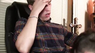 Atlas Evans long hard cock presents a challenge for Chrisbots horny throat