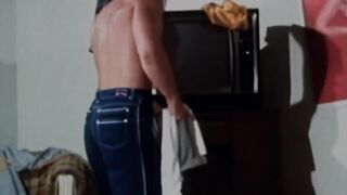College jock Jacques have an intimate session of solo masturbating