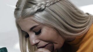 DarkestTaboo.com - A kinky blonde's deepthroat and ride in a horny threesome