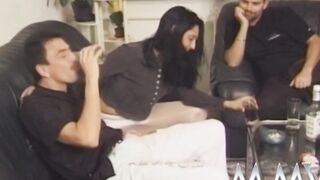 Freaky bitch fucks 2 dicks