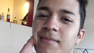Adorable latin Jesus strokes Gus huge dick to be showered by his hot load