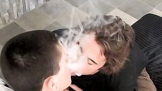 Intense member ass pumping with Red and Joey smoking cigs