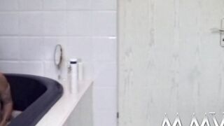 Trashy blondie liking peeing