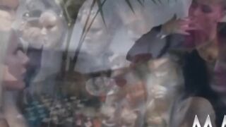 Trashy goddess gets banged! into groupsex