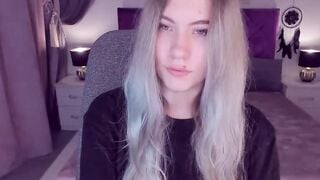 Busty Ukrainian teen SimaDark flashes shaved pussy on solo webcam show