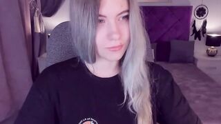 Busty Ukrainian teen SimaDark flashes shaved pussy on solo webcam show