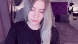 Busty Ukrainian teen SimaDark flashes shaved pussy on solo webcam show