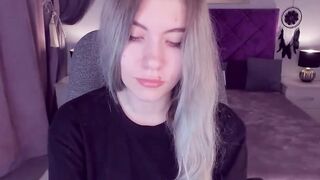 Busty Ukrainian teen SimaDark flashes shaved pussy on solo webcam show