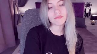 Busty Ukrainian teen SimaDark flashes shaved pussy on solo webcam show
