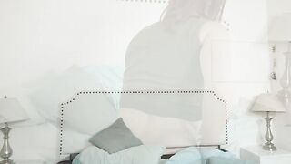 Horny MILF rides pillow before her stepson fucks her good