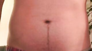 Inked middle aged amateur guy cums on a plate after jerking