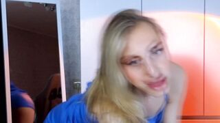 Blonde Femboy Jerks Off Her Cock And Stripteasing