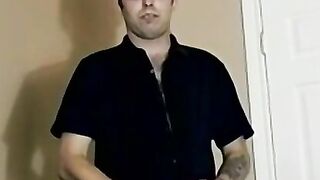 Nerdy amateur with glasses strips to jerk off until he cums