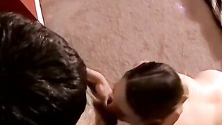 Amateur guy masturbates after chubby girl sucked him off