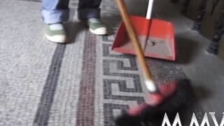 Nasty cleaning lady gets booty nailed into this vintage film