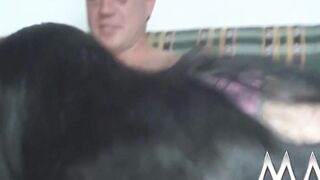 Vulgar chick sharing a lucky penis into 3some