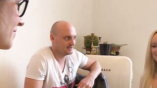 Perky blonde fucks during workhours