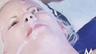 Surprise bukkake gang bang for Eva