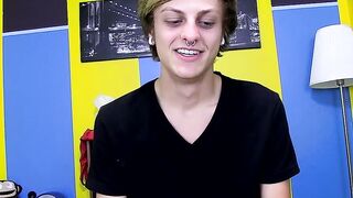 Twink Jason enjoying wanking his cock and playing with dildo