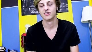 Twink Jason enjoying wanking his cock and playing with dildo