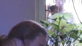 Filthy skank licking sperm from the boots