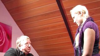 EU amateur blondie blowing cock